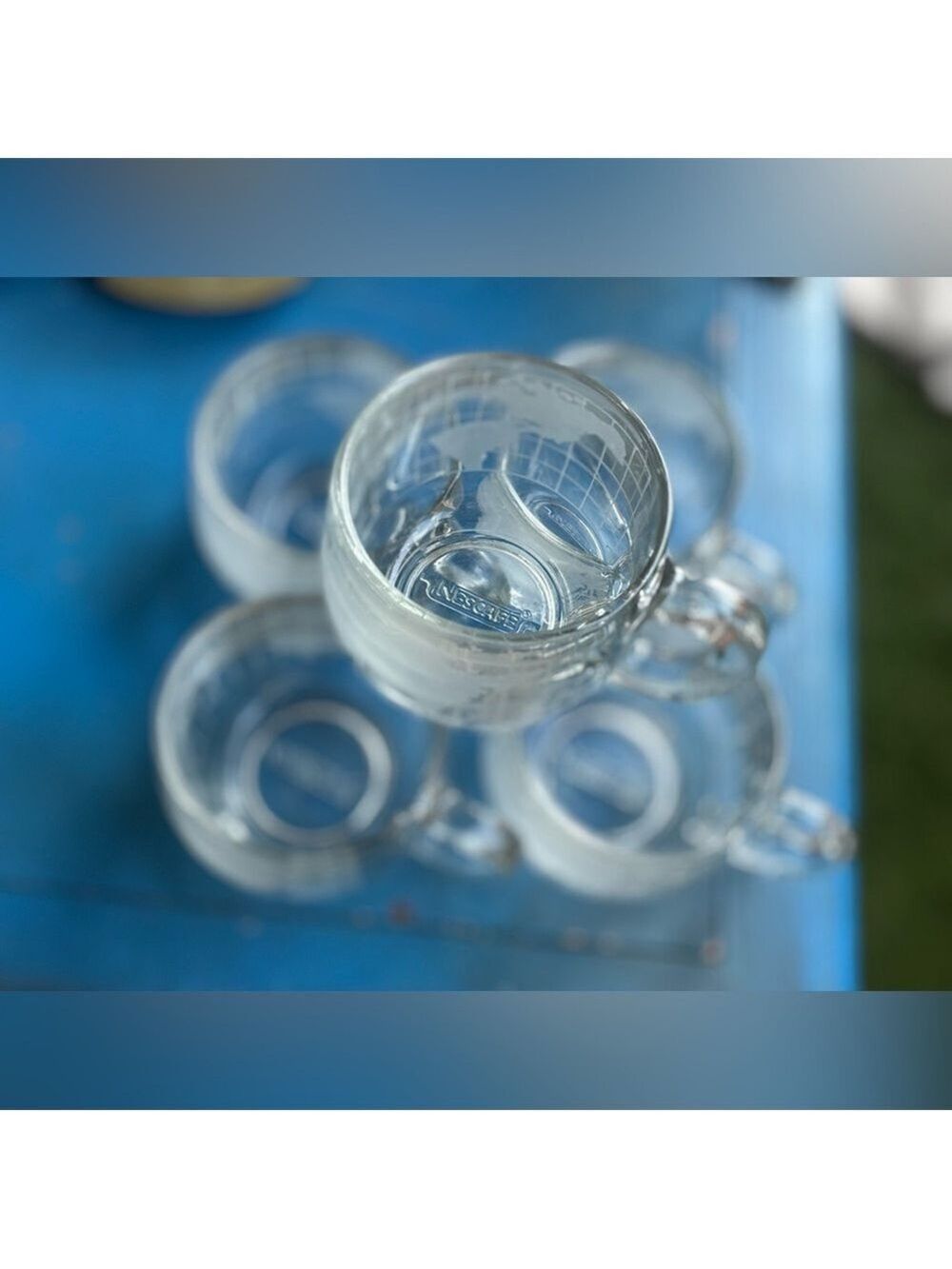 Vintage Nescafé Thick Etched Glass World Map Set of 5 Globe Mugs | 1970s Retro 🌎 - Picture 5 of 14